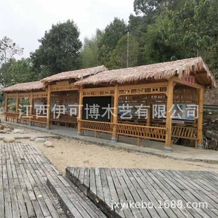 防腐木茅草长廊户外古建走廊廊架 景观游廊廊桥 公园景区社区