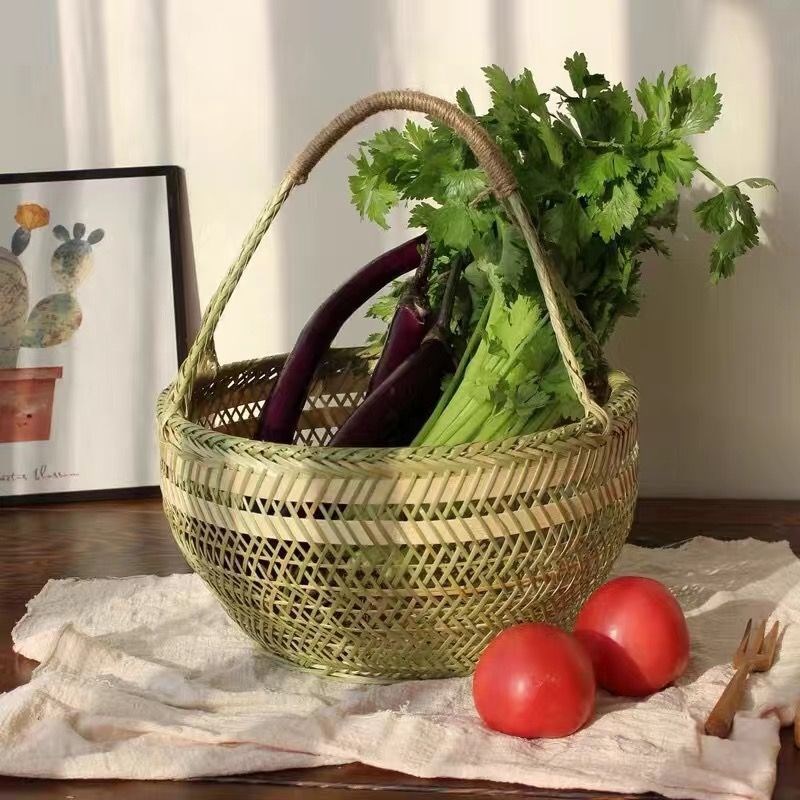 &纯手工竹篮编制品家用买菜送礼鸡蛋篮水果篮环保厨房收纳老式竹