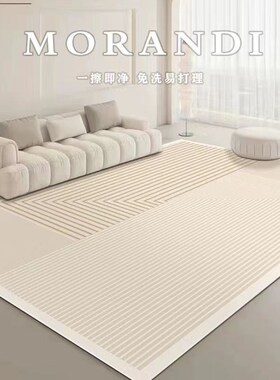 侘寂风客厅地毯免洗可擦pvcy大面积卧室地垫轻奢高级感沙发茶几毯