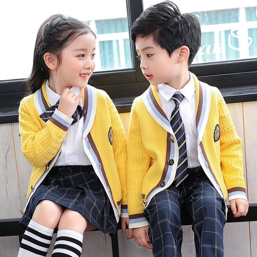 幼儿园园服春秋冬装小学生校服一年级班服英伦学院风毛衣儿童套装
