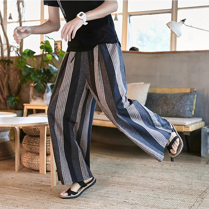 中国风亚麻男裤子春夏宽松中式休闲裤条纹男装唐装棉麻哈伦裤裙裤,男装,休闲裤,淘宝优惠券,粉丝福利购,淘宝优惠卷