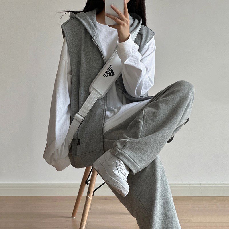 纯棉休闲运动套装女春韩版减龄宽松显瘦卫衣长裤跑步服两件套时尚
