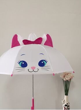 日系卡通猫咪小型长柄伞儿童雨伞 女孩 小学生雨伞 女宝宝公主伞