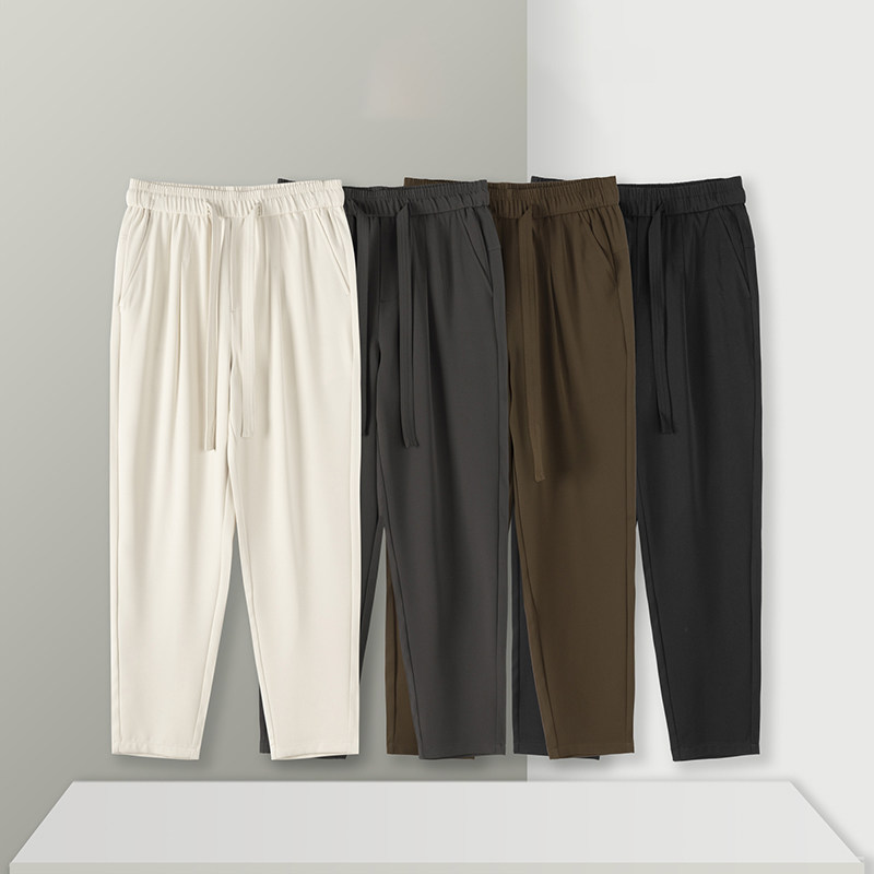 2024秋冬男休闲九分裤垂感丝滑运动裤宽松休闲裤百搭冰凉直筒西裤,男装,休闲裤,淘宝优惠券,粉丝福利购,淘宝优惠卷