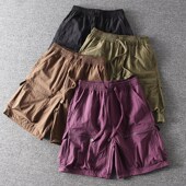 速干薄款 多口袋休闲百搭潮流五分裤 纯色宽松简约工装 男士 短裤 夏季