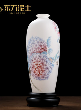 《富贵团圆》高档冰种玉瓷花瓶摆件客厅酒柜书房博古架酒柜装饰品