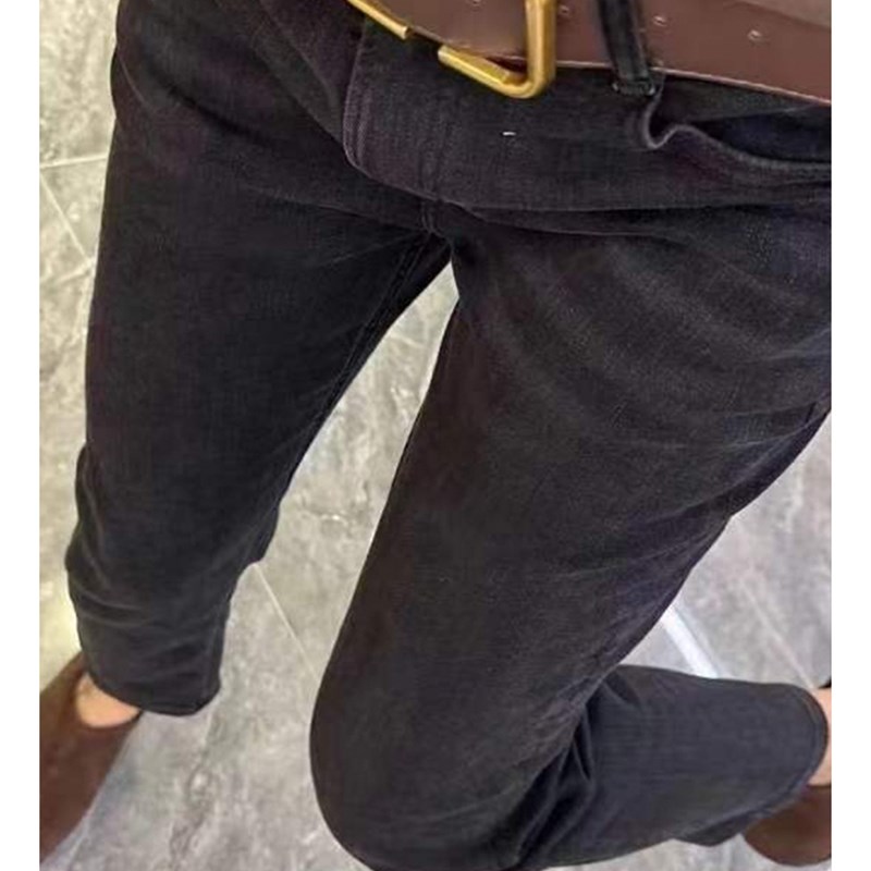 梨型身材裤子大码高腰弹力黑色九分牛仔裤胖妹妹mm显瘦直筒烟管裤