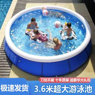 圆形充气游泳池家用儿童泳池成人超大户外折叠加厚室外支架水池