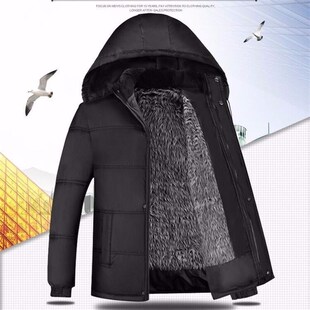 加厚加绒保暖外套棉服中老年爸爸装大码男装冬装中长款棉袄棉衣男