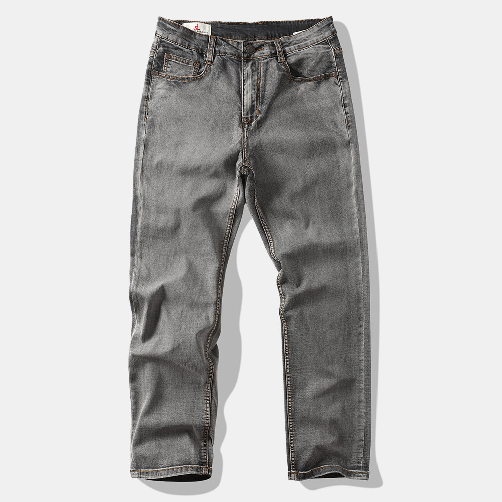 夏季男士牛仔裤直筒宽松弹力有大码烟灰色洗水休闲长裤薄款大裤脚,男装,牛仔裤,淘宝优惠券,粉丝福利购,淘宝优惠卷