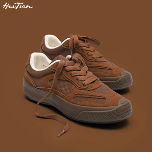 回天2025秋新款复古男拼接潮流翘底增高休闲运动INS设计百搭板鞋