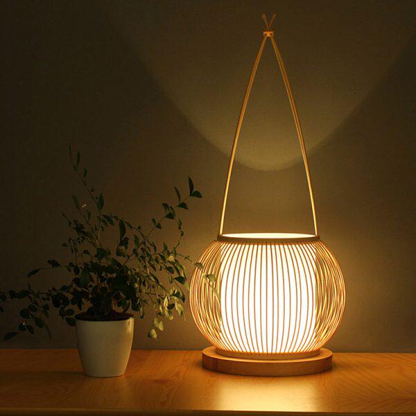 竹编现代新中式卧室床头灯竹艺日式书房民宿台灯创意客栈古典灯饰