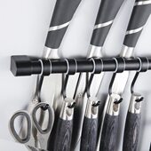 黑色厨房挂杆不锈钢免打孔收纳置物架挂架活动挂钩壁挂杆定制