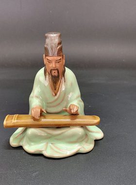 陶瓷工艺品摆设  弹琴 现代家居装饰品人物艺术石湾公仔客厅摆件