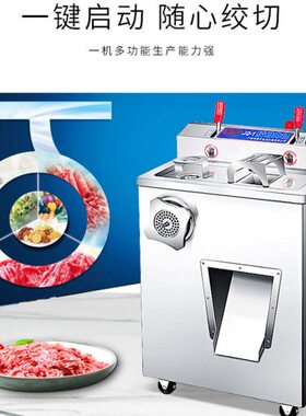 百成JQ-1绞肉机商用绞切两用JQ-2不锈钢灌肠绞馅机DQ-1切肉片丝机