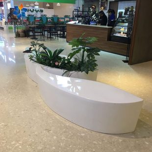 商场休闲座椅公共场所玻璃钢花盆座椅组合休息区现代休闲坐椅凳子