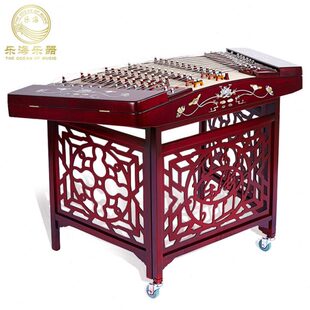 月下荷塘图案 621T 酒红色 A色木 402扬琴