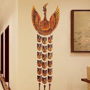 孔雀壁饰实木挂件新中式立体客厅背景墙壁挂玄关墙饰墙上面装饰品