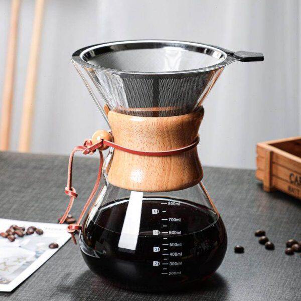 木片咖啡分享壶高硼硅玻璃手冲咖啡壶耐高温手冲壶chemex壶带滤网