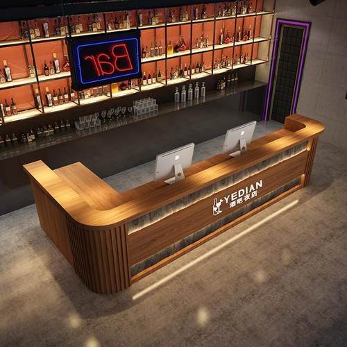 复古烧烤店餐厅饭店收银台酒吧吧台工业风台球厅民宿前台接待柜台