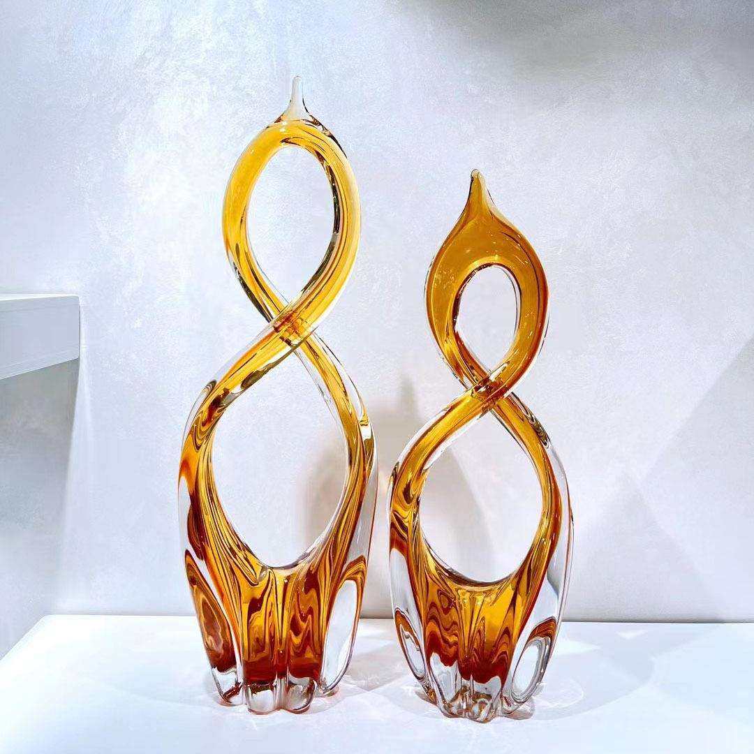 现代轻奢乘风破浪琉璃艺术摆件抽象大师手作客厅玄关酒柜装饰品