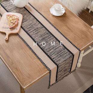 法式复古风棉麻桌旗派对装饰编织流苏隔热桌垫拍照背景布田园风