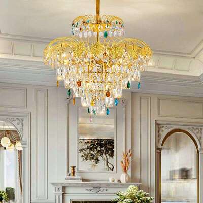 轻奢水晶吊灯客厅灯法式现代复古美式高端餐厅卧室新款中山市灯具