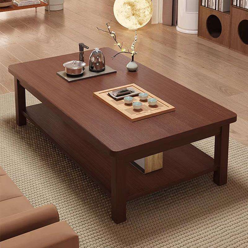 实木茶几客厅家用小户型沙发茶桌2025新款简约办公室复古双层桌子