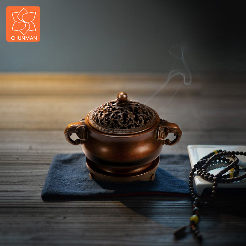 庆松堂苏工铜炉名家胡庆松制象耳薰炉纯铜复古手工炉塔香盘香熏香,家居饰品,香薰炉,淘宝优惠券,粉丝福利购,淘宝优惠卷