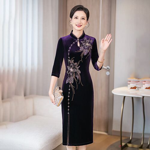 高贵喜婆婆婚宴装礼服高端2024新款年轻妈妈婚礼旗袍喜服平时可穿