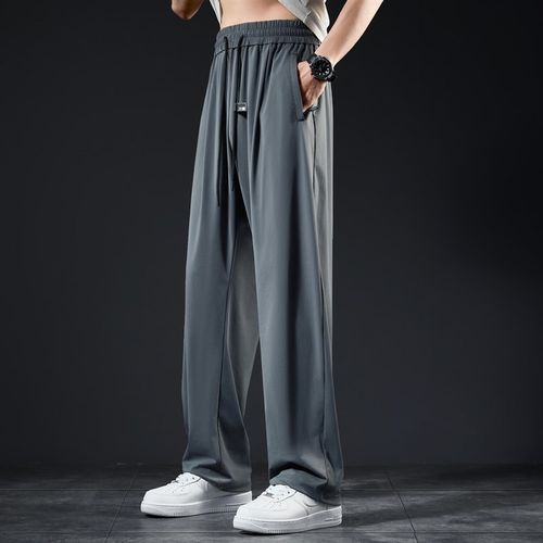 加大码加肥男运动裤夏季长裤冰丝速干弹力垂感胖子休闲直筒裤卫裤