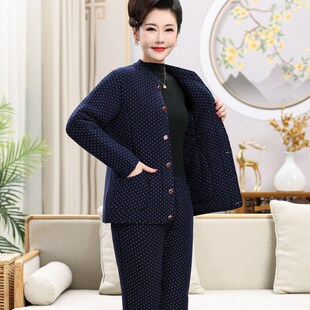 中老年驼绒棉服 套装妈妈加绒加厚棉袄棉裤奶奶加肥弹力防寒服5XL