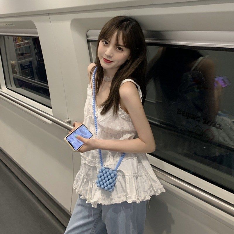 小清新甜美白色吊带背心女小个子外穿春夏季宽松木耳边娃娃衫上衣,女装/女士精品,背心吊带,淘宝优惠券,粉丝福利购,淘宝优惠卷