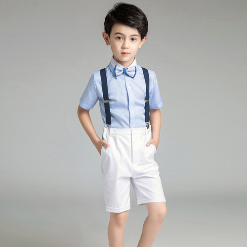 六一儿童礼服小花童主持人男童钢琴演出服装背带裤合唱表演套装夏