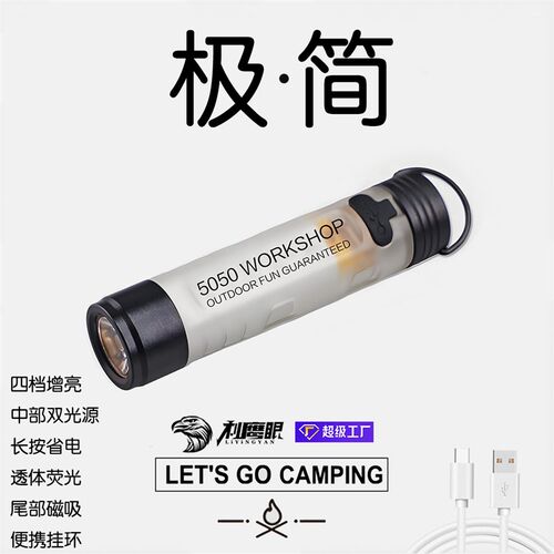 强光口袋帽夹灯户外露营氛围led长续航救灾应急手电灯充电手电筒