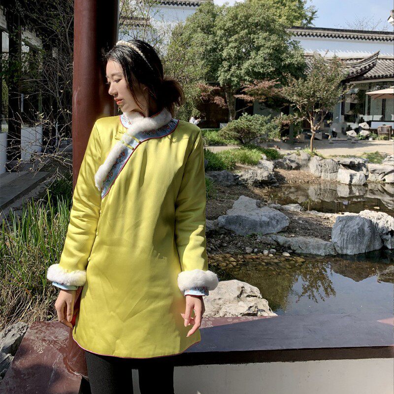 儿童旗袍拜年服女宝亲子装冬款夹棉汉服新年装宝宝过年女童民族风
