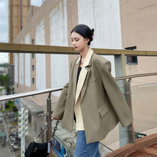 西装外套女2022早春新款复古设计感假两件气质宽松廓形洋气小西服