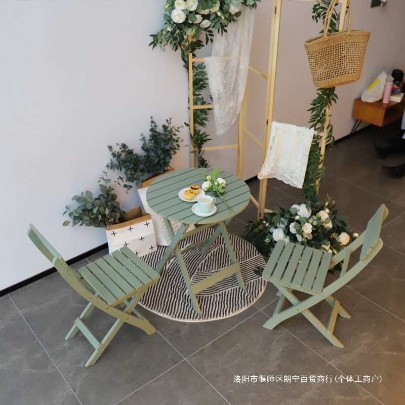 防腐木茶几阳台休闲桌椅可折叠茶几庭院户外桌子椅子靠背椅茶几