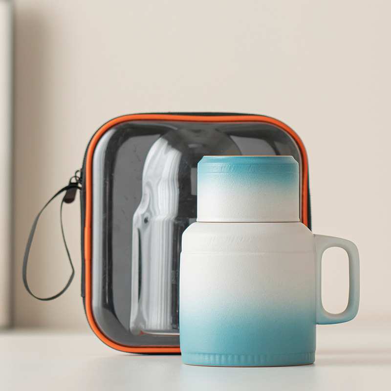 上缘中式复古渐变茶杯个人焖茶壶粗陶瓷热水瓶便携式旅行装可加标