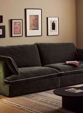 北欧简约风可拆洗雪尼尔沙发客厅墨绿色大坐深多人位羽绒布艺沙发