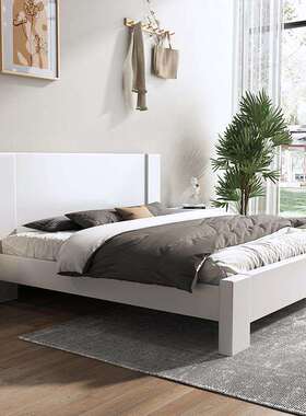 白色实木床加厚一米八乘两米二的床大床200×220双人现代简约主卧