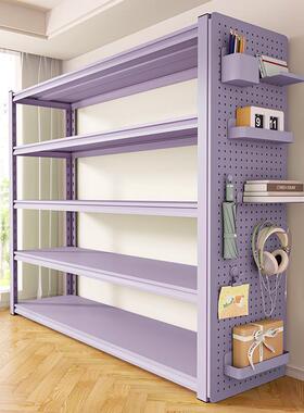 家用紫色置物架钢制货架落地多层收纳架厨房阳台储物架超市展示架