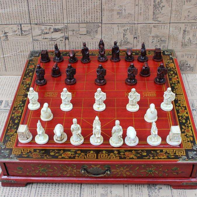 复古中国象棋立体棋子台式棋盘兵马俑象棋创意中国象棋大号棋盘