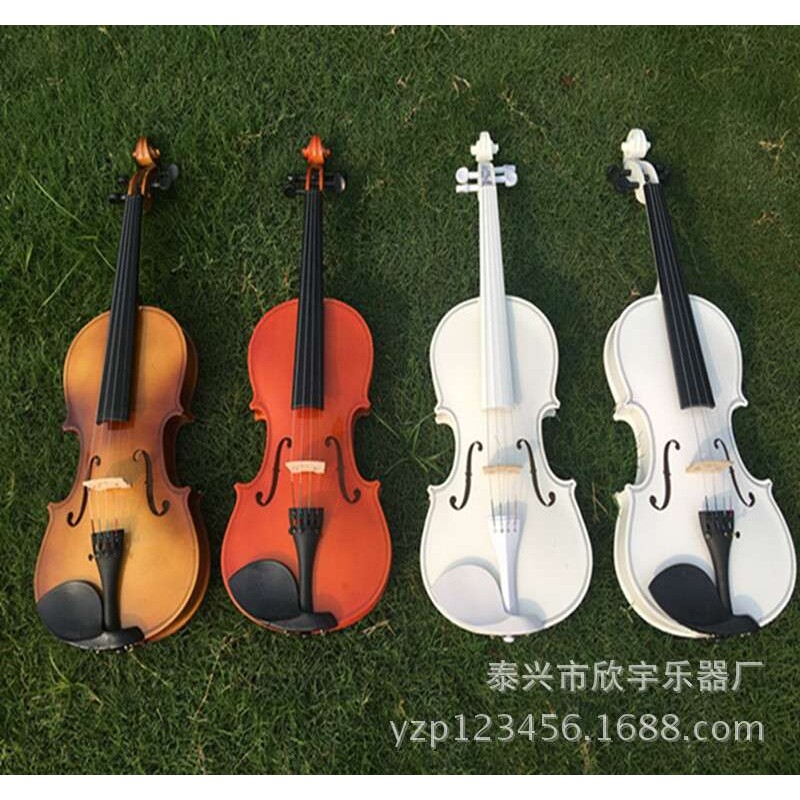 初学者 成人4/4练习用小提琴 椴木 白色 亮光 装饰