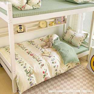 学生宿舍三件套床笠款90x200cm床单人被罩床上四件套羊咩咩简单爱