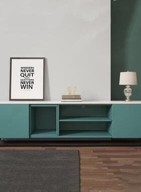 蓝色烤漆电视柜轻奢客厅大理石视听柜现代简约地柜茶几组合柜整装