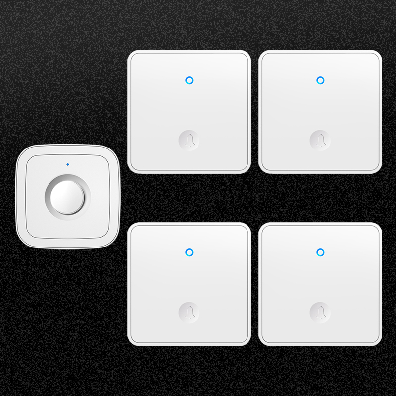 智能无线家用不用电池门铃自发电四拖一远距离电子遥控呼叫器大板