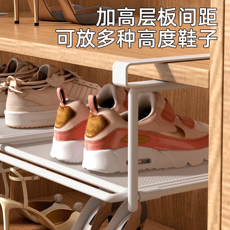可伸缩鞋柜分层隔板家用鞋子收纳神器省空间下挂篮置物架分层鞋架