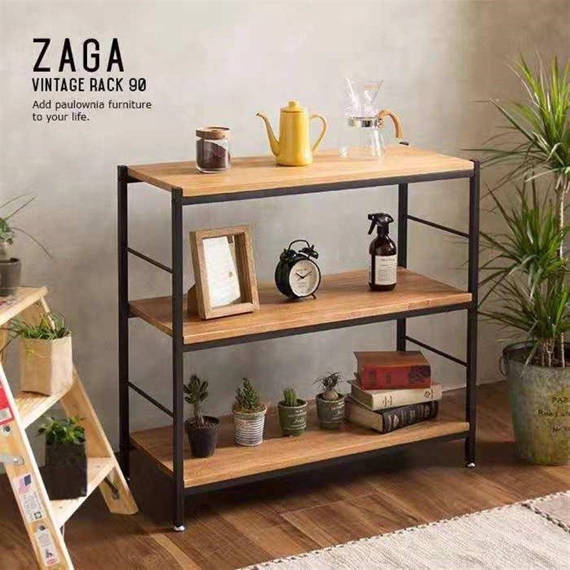 北欧铁艺置物架复古陈列架实木隔板展示架落地书柜厨房多层收纳架