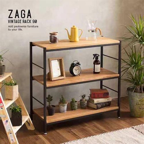 北欧铁艺置物架复古陈列架实木隔板展示架落地书柜厨房多层收纳架